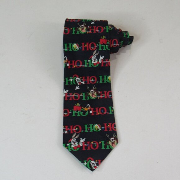 Warner Brothers Looney Tunes Christmas Ho Ho Tie w/Daffy Tweety Bugs Bunny Taz - Picture 2 of 7